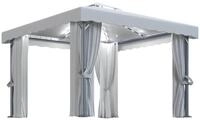 vidaXL Pavillon, Partyzelt mit Vorh&auml;ngen & LED-Lichterkette 3x3 m Cremewei&szlig;