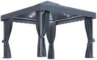 vidaXL Pavillon 3 x 3 m Pavillon Gartenzelt mit Vorh&auml;ngen LED-Lichterkette 3x3 m