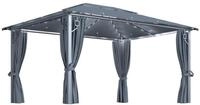 vidaXL Pavillon 400 x 300 cm Pavillon Gartenzelt mit Vorh&auml;ngen LED-Lichterkette