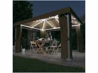 vidaXL Pavillon mit Vorhängen & LED-Lichterkette 4 x 3 m taupe (3070357)