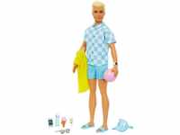 Barbie Blonde Ken Doll With Swim Trunks And Beach-themed Accessories (HPL74)