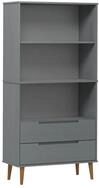 vidaXL B&uuml;cherregal NA B&uuml;cherregal Grau 85x35x170,5 cm Massivholz Kiefer