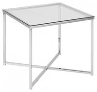 ACTONA GROUP Couchtisch Cross, Beistelltisch, geh&auml;rtetem Klarglas, Stahlgestell, B: