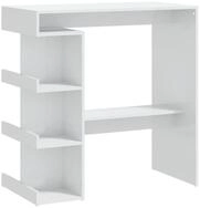 vidaXL Esstisch, Bartisch mit Regal Hochglanz-Wei&szlig; 100x50x101,5 cm