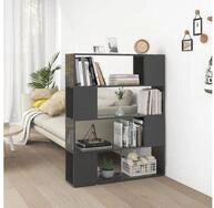 vidaXL Regal 100 x 24 x 124 cm Raumteiler B&uuml;cherregal Hochglanz-Grau...