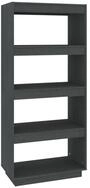 vidaXL B&uuml;cherregal, Buchregal/Raumteiler Grau 60x35x135 cm Massivholz Kiefer