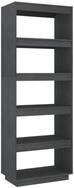 vidaXL B&uuml;cherregal, Buchregal/Raumteiler Grau 60x35x167 cm Massivholz Kiefer