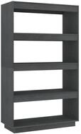 vidaXL B&uuml;cherregal, Buchregal/Raumteiler Grau 80x35x135 cm Massivholz Kiefer
