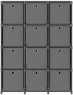 vidaXL Regalw&uuml;rfel, W&uuml;rfel-Regal mit Boxen 12 F&auml;cher Grau 103x30x141 cm Stoff