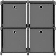 vidaXL Mehrzweckregal 4 Wrfel W&uuml;rfel-Regal mit Boxen 4 F&auml;cher Grau 69x30x72,5...
