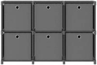vidaXL Regalw&uuml;rfel, W&uuml;rfelregal mit 6 Boxen Grau 103x30x72,5 cm Stoff