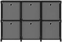 vidaXL Regalw&uuml;rfel, W&uuml;rfelregal mit 6 Boxen Schwarz 103x30x72,5 cm Stoff