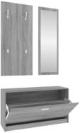 vidaXL Schuhschrank 3-tlg. Flurm&ouml;bel-Set Grau Sonoma Holzwerkstoff