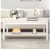 vidaXL Couchtisch, Couchtisch Wei&szlig; 110x55x45 cm Massivholz Kiefer