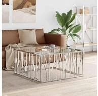 vidaXL Couchtisch vidaXL Couchtisch 100x100x50 cm Edelstahl und Glas