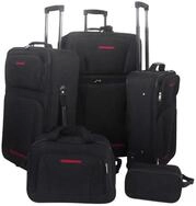 vidaXL Trolley Schwarz - 5-teilig Koffer Set Weichgep&auml;ck Reisekoffer-Set...