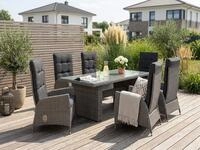 KONIFERA Garten-Essgruppe Brisbane, (Set, 13-tlg., 6 Sessel, R&uuml;ckenlehne
