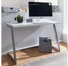 FINEBUY Schreibtisch FB79113 Computertisch Hochglanz Wei&szlig; 120 cm Tisch B&uuml;ro Metall