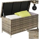 tectake Gartenbox Aluminium Auflagenbox mit Rattangeflecht, 121 x 56 x 60 cm