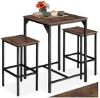 tectake Stehtisch Barset (1-St., 3 tlg), 3er-Set aus Bartisch und zwei Barhockern im