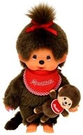 Monchhichi Pl&uuml;schfigur M&auml;dchen mit Mini Monchi 20 cm Monchhichi Puppe mit rotem