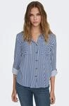 Hemdbluse ONLY "ONLYASMIN SHIRT L/S WVN NOOS", Damen, Gr. XS, blau (peacoat stripes),