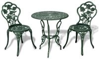 vidaXL Gartenlounge-Set 3-tlg. Bistro-Set Aluminiumguss Gr&uuml;n, (3-tlg)