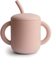 Mushie Kinderbecher Training Cup + Straw, Silikon, Trinklernbecher Trinkhalm