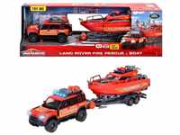 Majorette Land Rover Feuerwehrauto mit Boot (213716001)