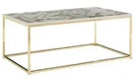 Wohnling Couchtisch WL6.606 Marmor Optik Wei&szlig; 100x60x40cm Wohnzimmertisch Tisch