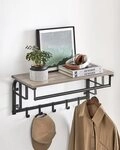 VASAGLE Wandgarderobe mit Ablage, Wandregal, mit 5 abnehmbaren Hakenf&uuml;r Flur,