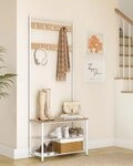 VASAGLE Garderobenst&auml;nder Garderobe, Kleiderst&auml;nder, mit Schuhbank, 3-in-1...