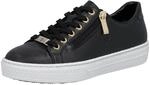 Sneaker RIEKER, Damen, Gr. 36, schwarz, Leder, unifarben, Schuhe Sneaker, mit