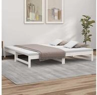 vidaXL Bettgestell vidaXL Tagesbett Ausziehbar Wei&szlig; 100x200 cm Massivholz...