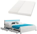 Juskys Polsterbett Lyon mit Matratze, 180x200 cm, ausziehbare Bettk&auml;sten, LED-Licht,