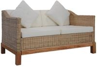 vidaXL Sofa, 2-Sitzer-Sofa mit Kissen Nat&uuml;rliches Rattan