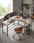 VASAGLE Schreibtisch L-f&ouml;rmiger Computertisch, Eckschreibtisch, Gaming,...
