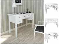 vidaXL Schreibtisch Weißer Schreibtisch mit 5 Schubladen
