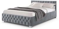 Juskys Polsterbett Nizza, Stauraum, LED Licht, Chesterfield Steppung, Samtbezug