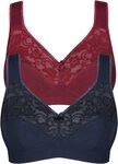 Susa B&uuml;gelloser BH Basic (2er Pack) Spitze, gen&auml;hte Cups, Baumwollmix, elastisch,
