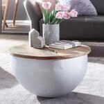 FINEBUY Couchtisch FB24611 Massivholz &Oslash; 60cm Wohnzimmertisch Rund Sofatisch...