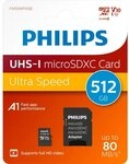 Philips Micro SDXC Karte 512GB Speicherkarte UHS-I U1 V10 A1 Class 10 Speicherkarte