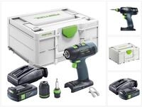 FESTOOL Akku-Schrauber T 18+3 Basic Akku Bohrschrauber 18 V 50 Nm Brushless +...