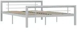 vidaXL Bettgestell, Bettrahmen Grau und Wei&szlig; Metall 140 &times; 200 cm