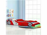 vidaXL LED Race Car Bed 90 x 200 cm Red