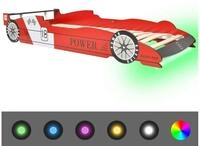 vidaXL Kinderbett, Jugendbett mit LED im Rennwagen-Design 90 x 200 cm Rot
