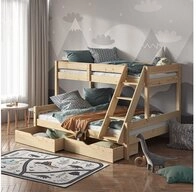 VitaliSpa&reg; Etagenbett Everest, Naturholz, 140x200 / 90x200 cm mit Schubladen (1-St.,