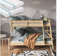 VitaliSpa&reg; Etagenbett Everest, Naturholz, 140x200 / 90x200 cm mit 2 Matratzen