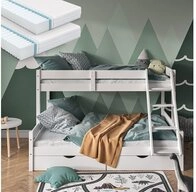 VitaliSpa&reg; Etagenbett Everest, Wei&szlig;, 140x200 / 90x200 cm mit 2 Matratzen und 2