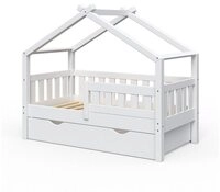 VitaliSpa&reg; Hausbett Design, Wei&szlig;, 70x140 cm mit Schublade (2-tlg)